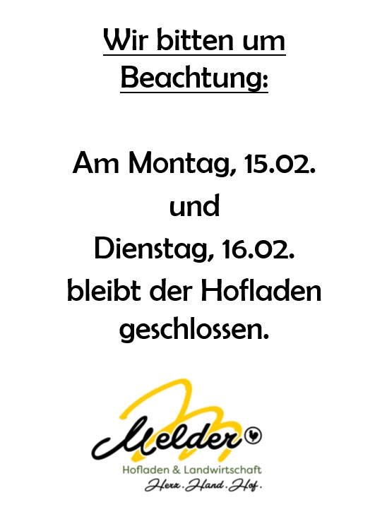 Das Bild zeigt die Schließtage im Februar 2021.